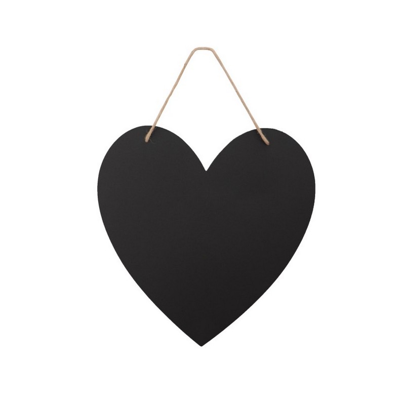 Tavlehjerte Sort - 3 stk (30 cm x 30 cm) | Kærlighed Skilte - Temashop