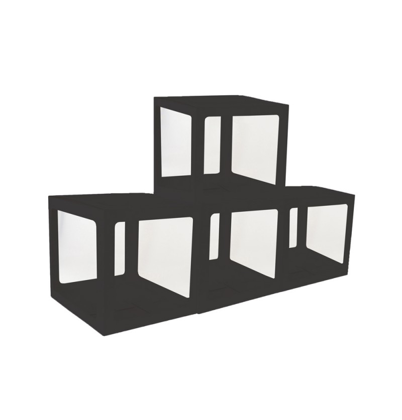Ballonbokse Sort - 4 stk (30 x 30 x 30 cm) | Sort tema Ballonboks - Temashop