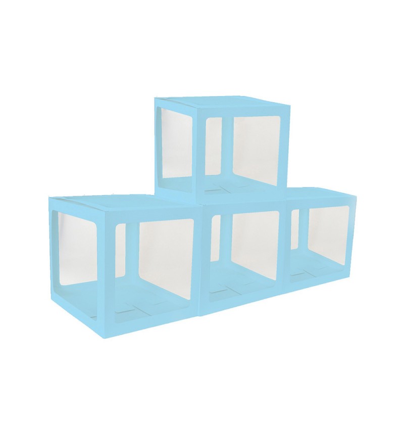 Ballonbokse Lyseblå - 4 stk (30 x 30 x 30 cm) | Lyseblåt Tema Ballonboks - Temashop