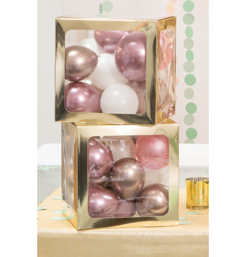 Ballonbokse Guld - 4 stk (30 x 30 x 30 cm) | Guld tema Ballonboks - Temashop