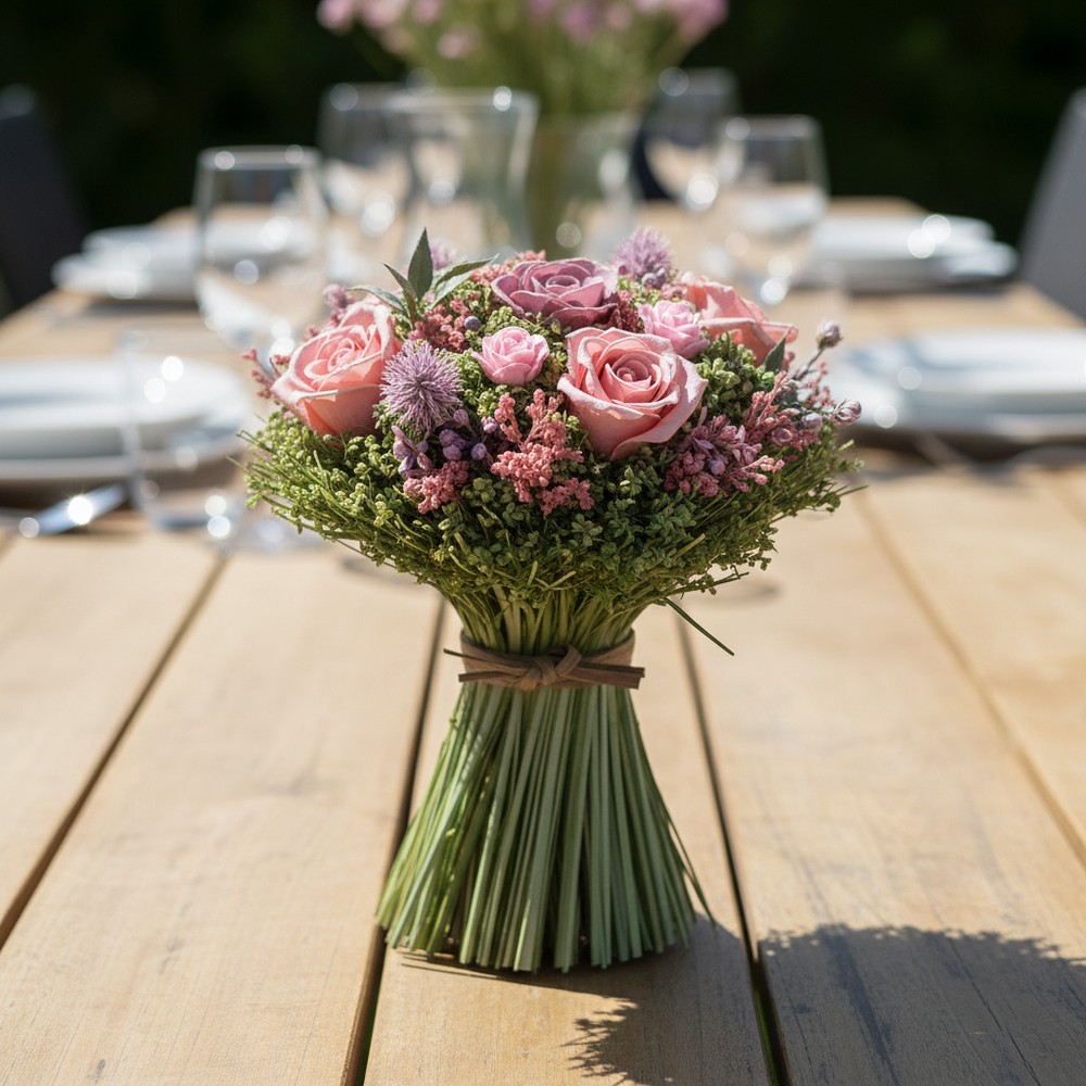 Blomsterbuket Rosa Mix - 1 stk (16 cm x 20 cm) | Blomst Kunstige blomster - Temashop