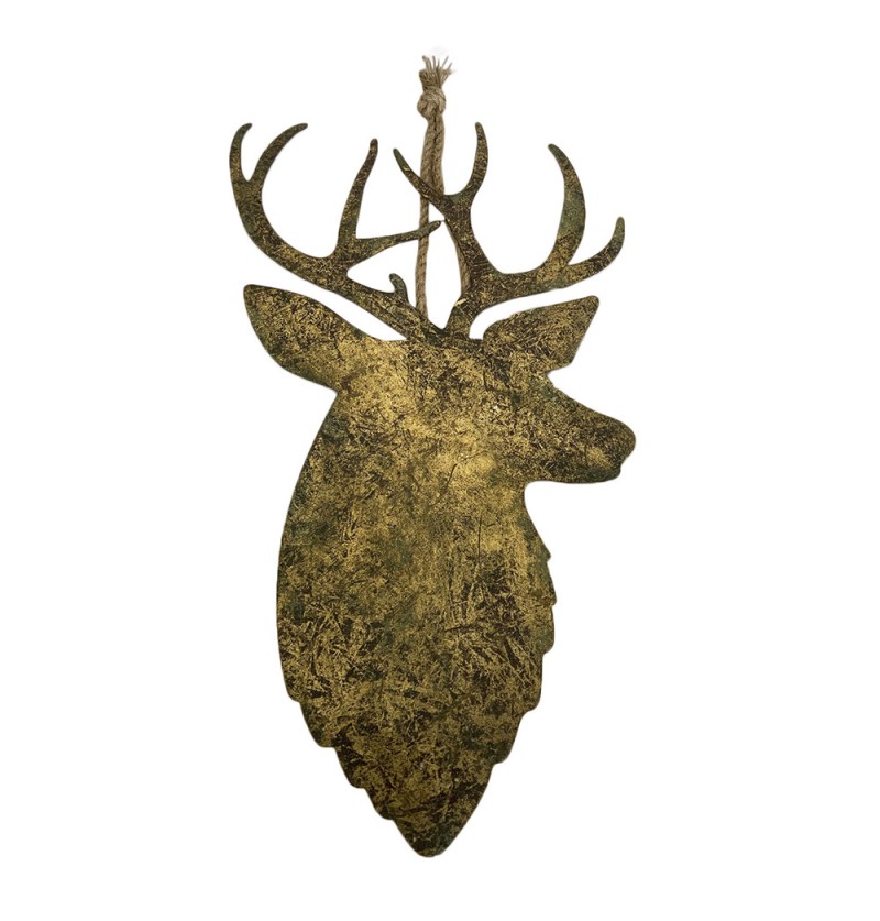 Rensdyrhoved Ophæng Grøn/Guld - 1 stk (34 x 60 cm) | Julepynt Julepynt - Temashop