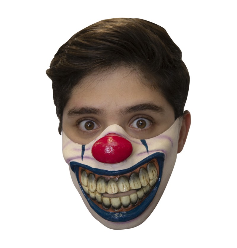 Smilende Klovn Halvmaske Latex | Horror Clown Maske - Hovedtilbehør - Temashop