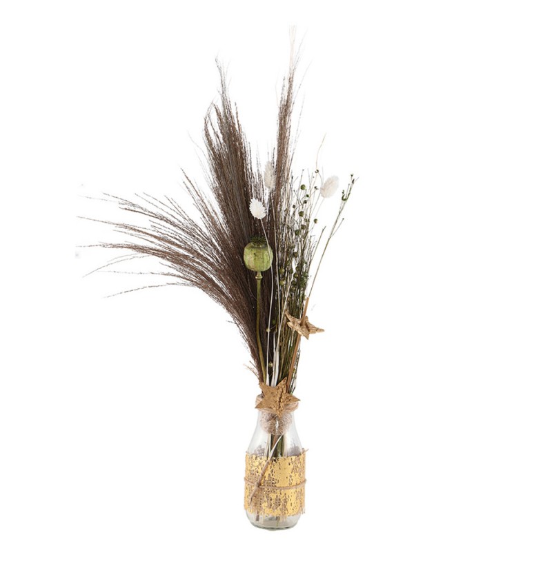 Tørret Blomsterbuket I Glasvase - 1 stk | Natur tema Kunstige blomster - Temashop