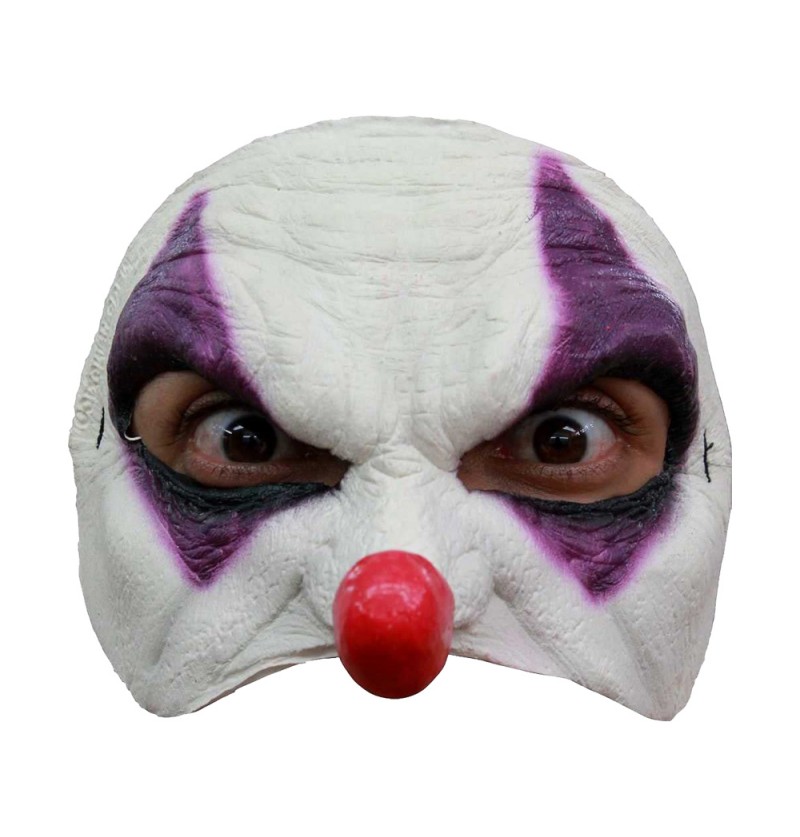 Horror Klovn Halvmaske Lilla | Horror Clown Maske - Hovedtilbehør - Temashop