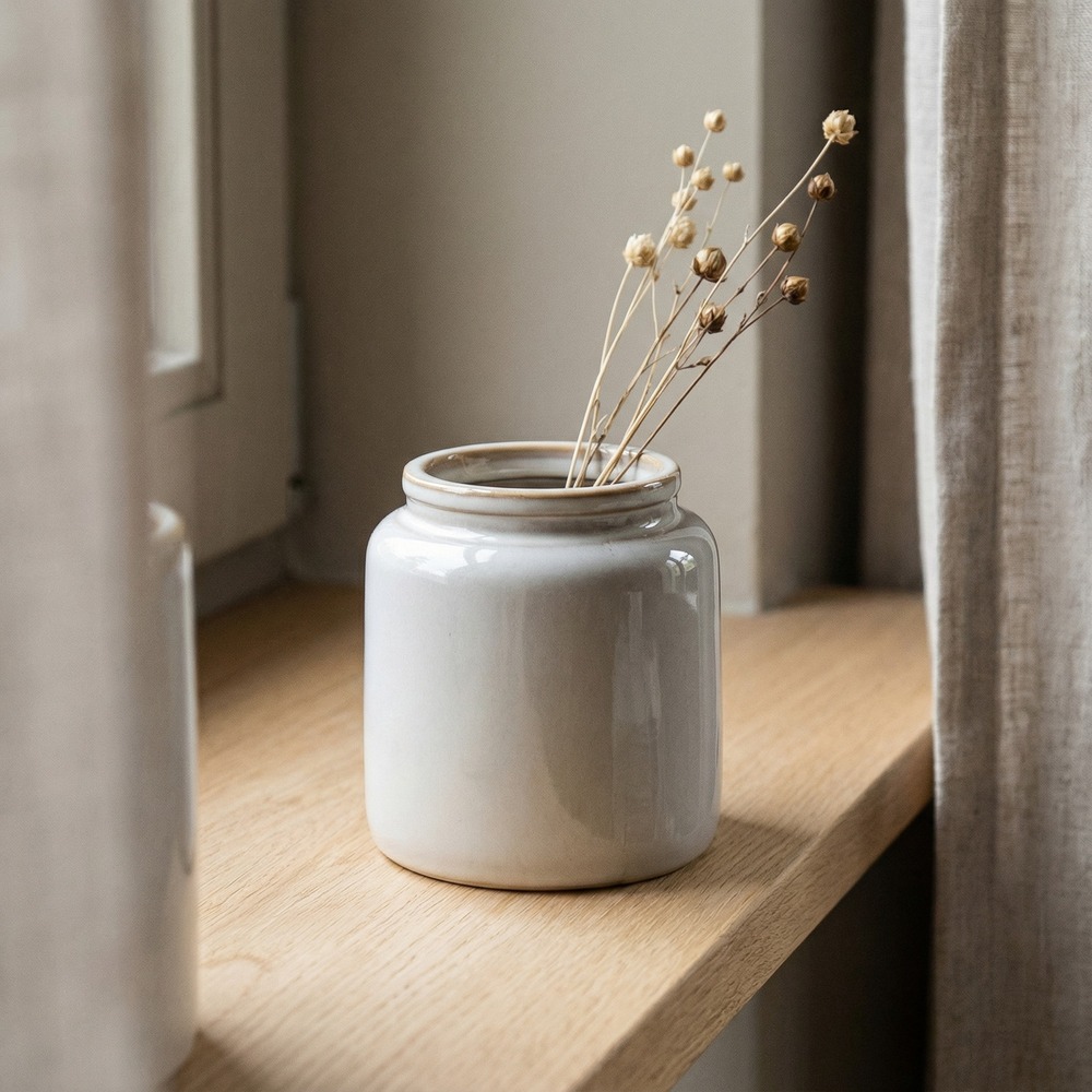 Keramik Vase Grå - 1 stk (11 cm x 12 cm) - Temashop