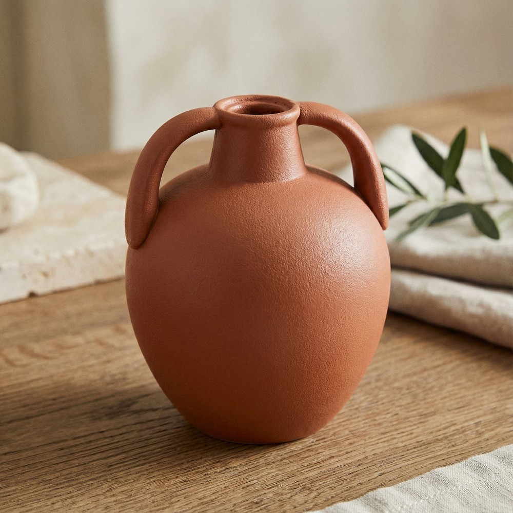 Amfora Vase Terracotta - 1 stk (15 x 17,8 cm) | Ancient Greece Vase - Temashop