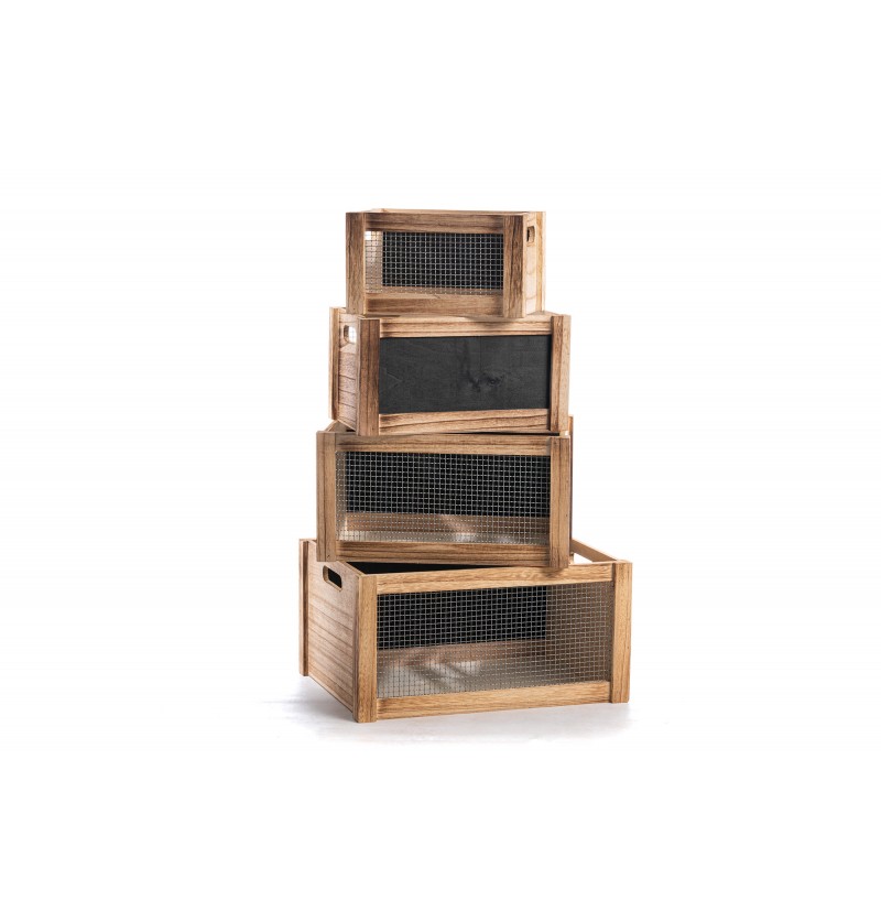 Trækasser Til Dekoration Natur - 4 stk (40 x 30 x 20 cm & 35 x 25 x 18 cm & 30 x 20 x 16 cm & 25 x 15 x 14 cm) | Gård tema Dekorationsklodser - 