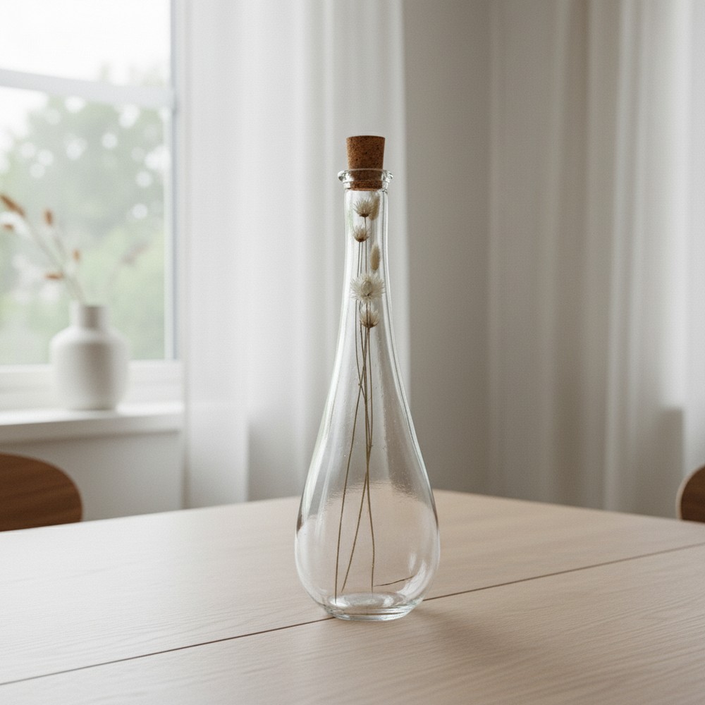 Dråbe Glasvase Med Korkprop - 1 stk (6 cm x 18 cm) - Temashop