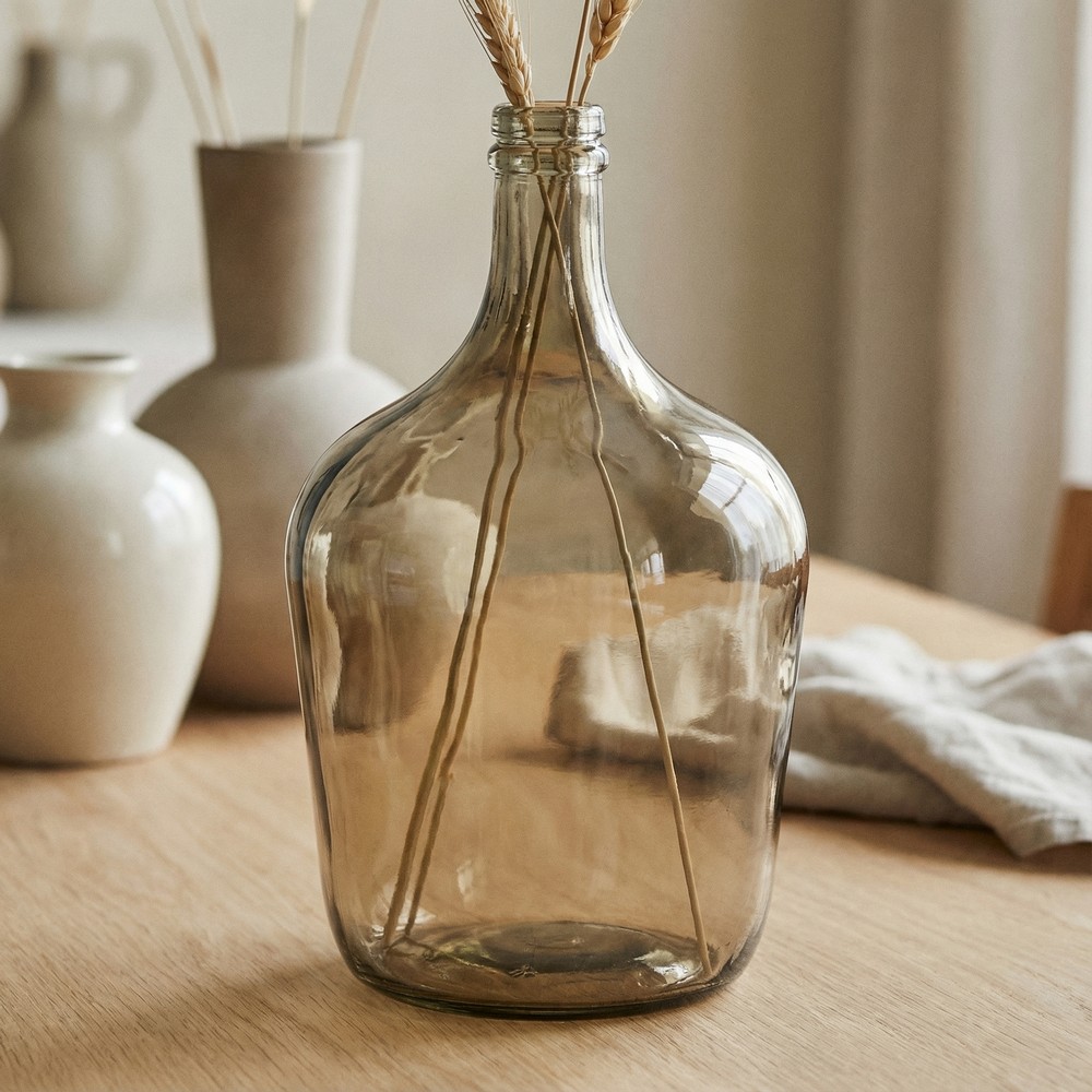Flaskeformet Glasvase Mokka - 1 stk (18 x 30 cm & 4 L) - Temashop