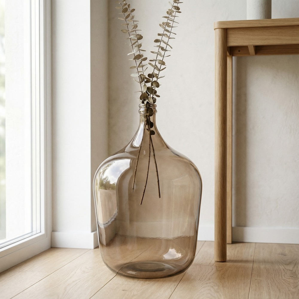 Stor Flaskeformet Glasvase Mokka - 1 stk (40 x 56 cm 34 L) - Temashop