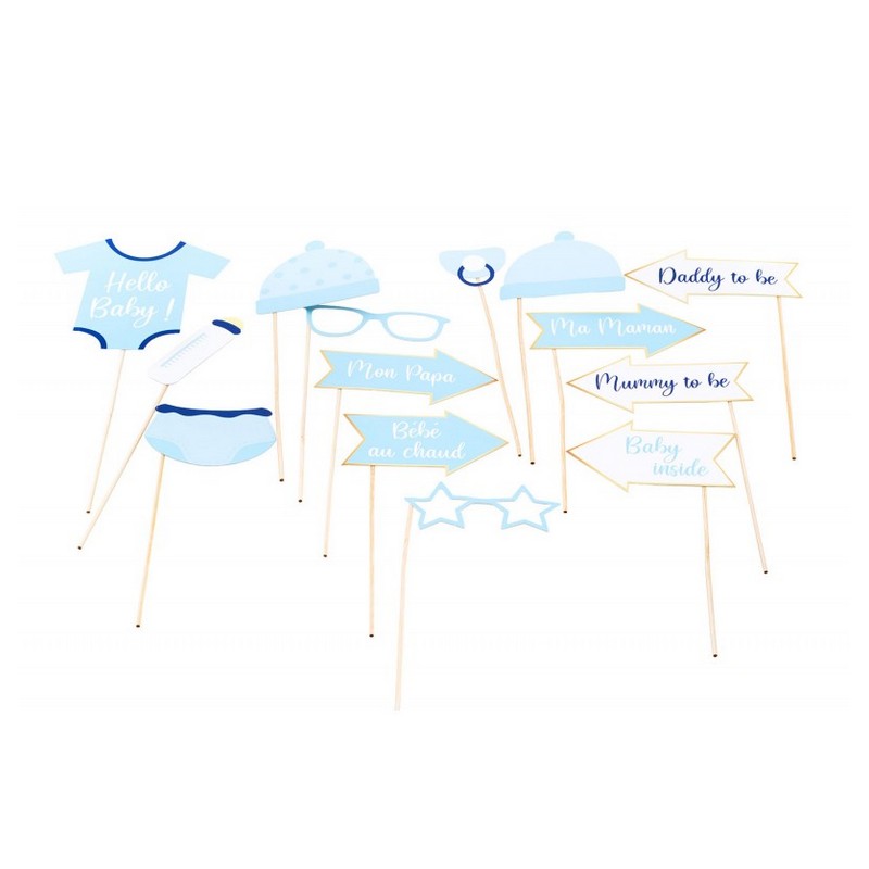 Babyshower Photobooth Selfie Props Lyseblå