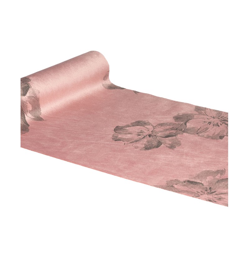 Floral Velour Bordløber Lyserød