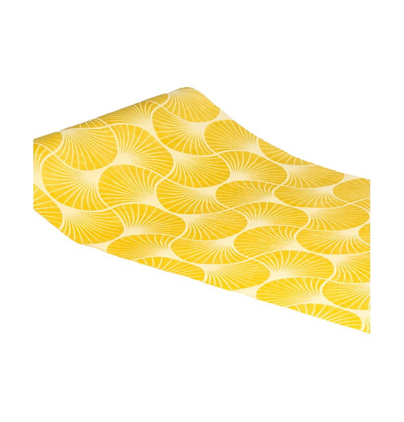 Velour Ginkgo Bordløber Sennepsgul