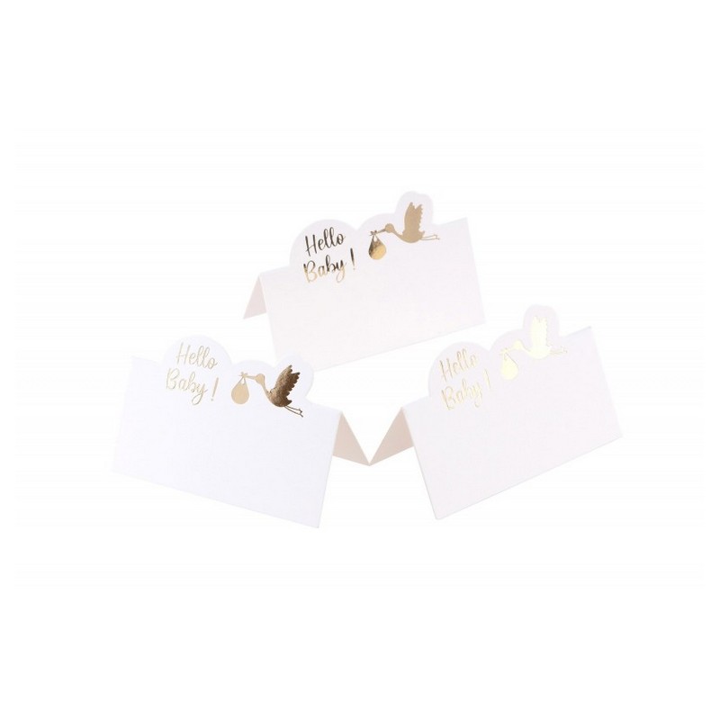 Baby Stork Bordkort - 6 stk (8 cm x 5,5 cm) | Babyshower Bordnumre / bordkort / holdere - Temashop