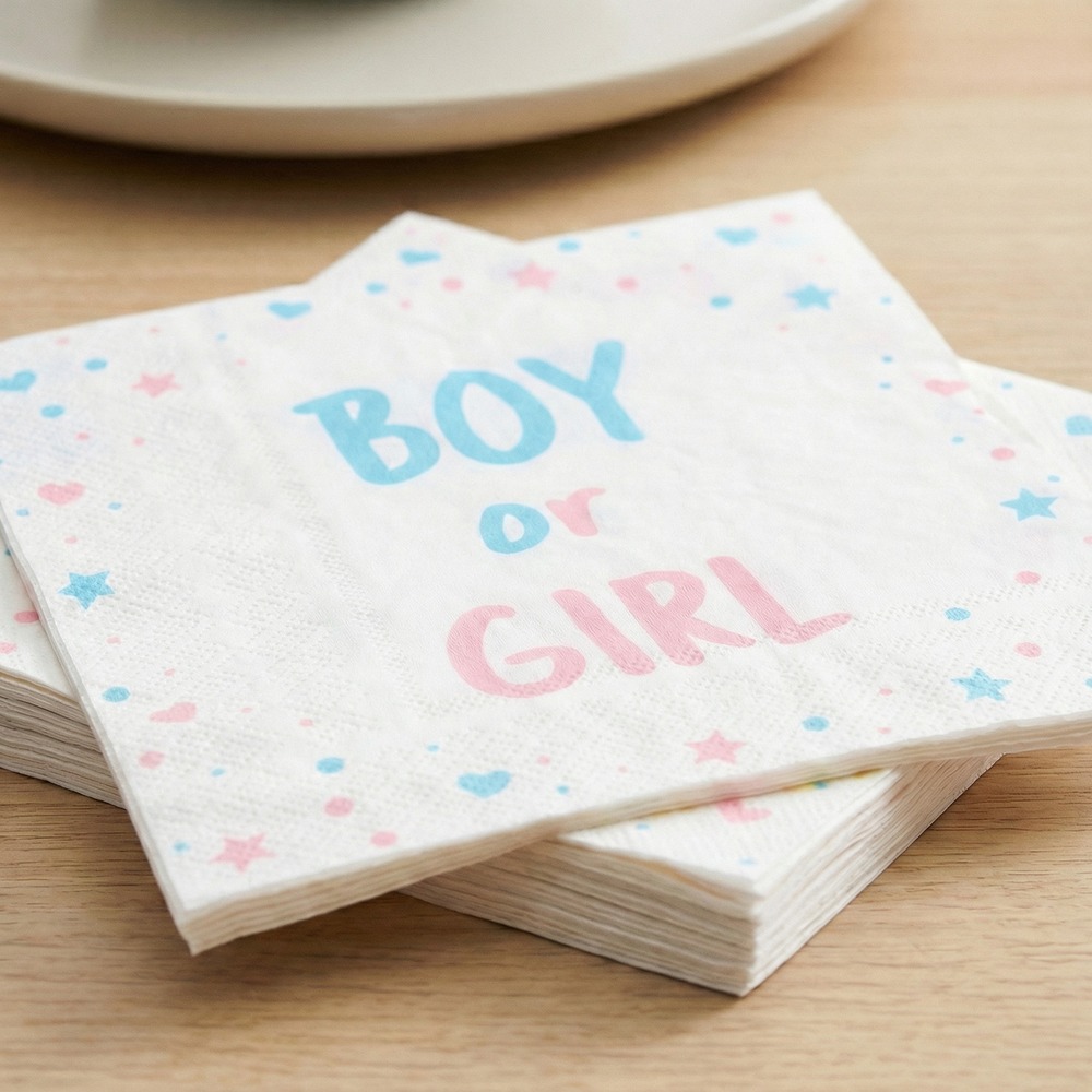 Boy Or Girl Servietter - 20 stk (33 cm x 33 cm) | Babyshower Servietter - Temashop
