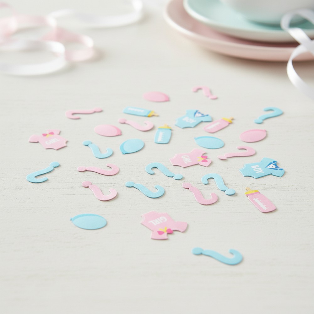 Boy Or Girl Konfetti - 24 stk (2 cm x 3,5 cm) | Babyshower Konfetti - Temashop