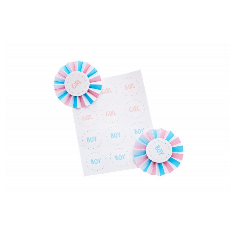 Boy Or Girl Badges & Klistermærker - 1 sæt (8 cm) | Babyshower Badges / Brocher - Temashop