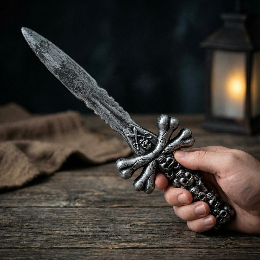 Viking Legetøjs Dolk Med Kranie (11 x 34 cm) | Viking Våben - Kropstilbehør - Temashop