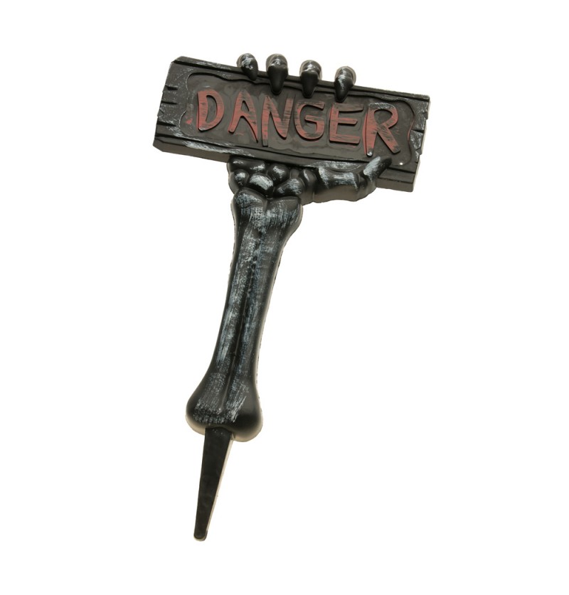 Zombie Hånd Med Danger Skilt Grå