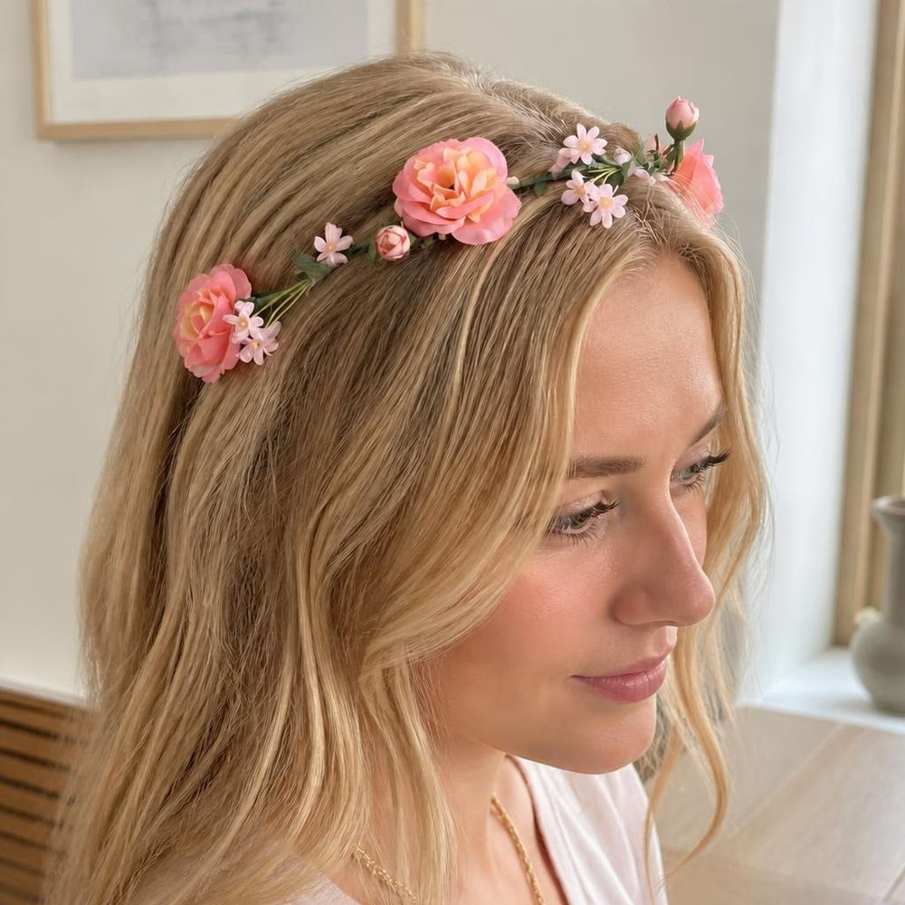 Blomster Pandebånd Rosa | Fe Hårbøjle / Pandebånd / Hårbånd - Hovedtilbehør - Temashop
