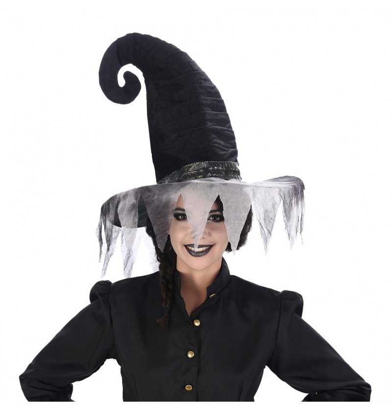 Flosset Heksehat Sort | Heks Hat / Hue / Hjelm - Hovedtilbehør - Temashop