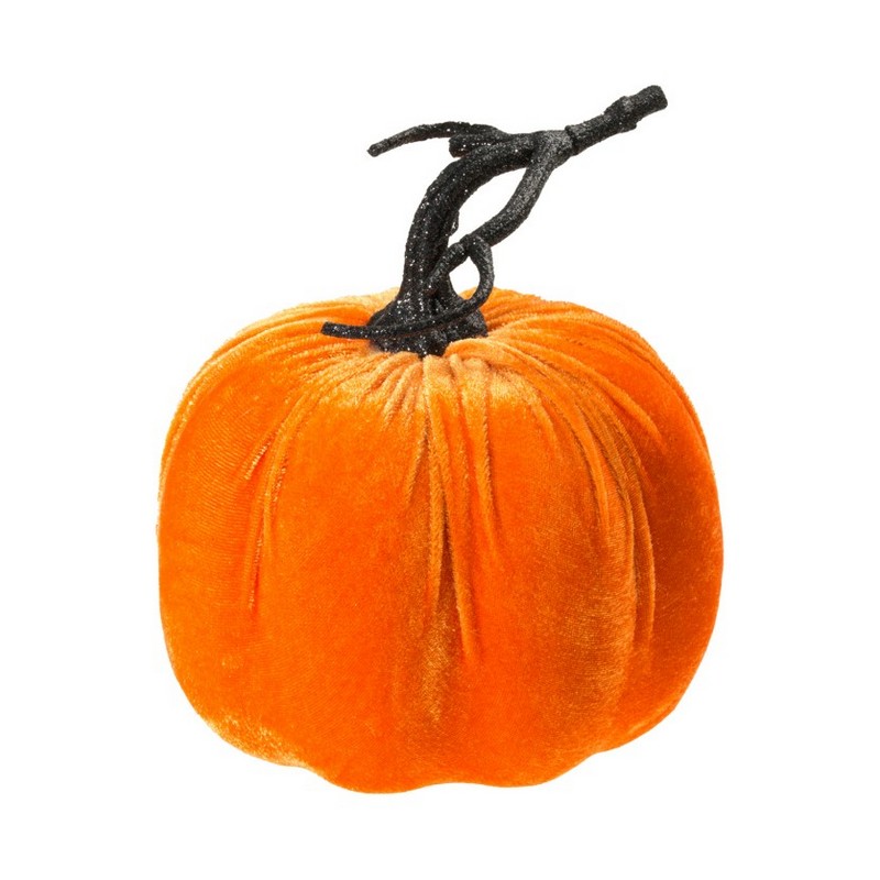 Stort Velour Græskar Orange