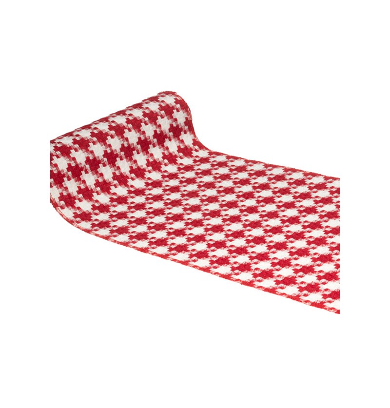 Geometrisk Bordløber Rød/Hvid