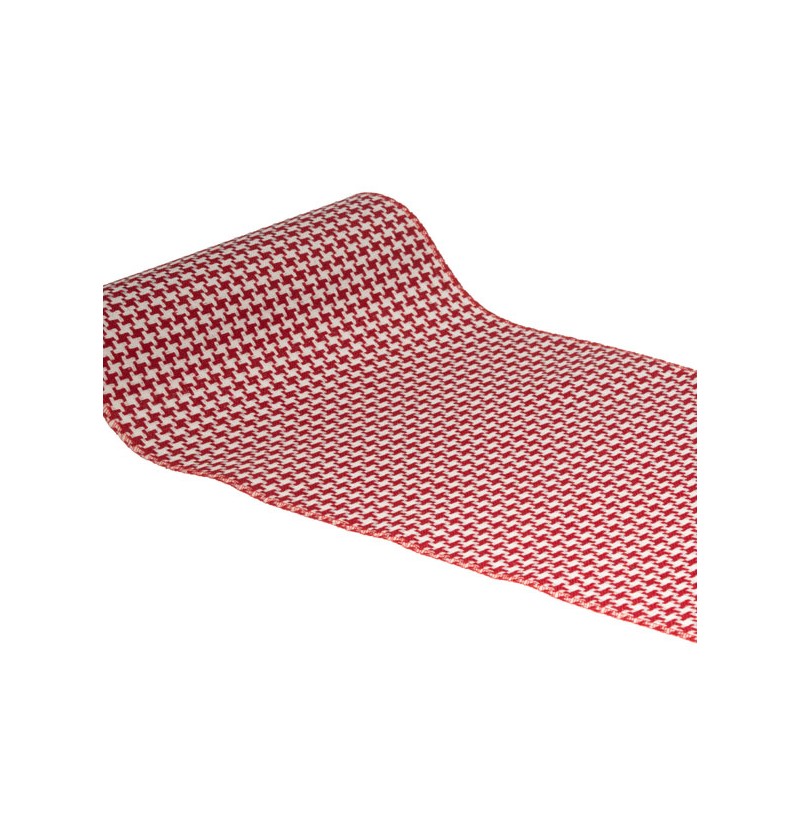 Houndstooth Bordløber Rød/Hvid