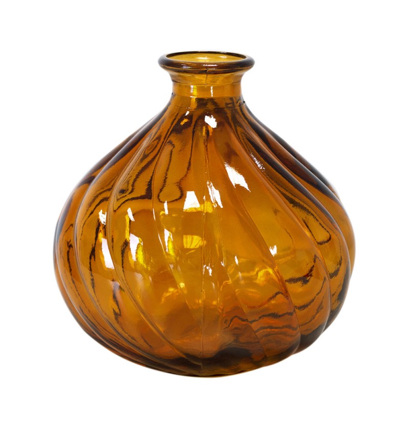 Riflet Glasvase Amber - 1 stk (17 x 17 cm) - Temashop