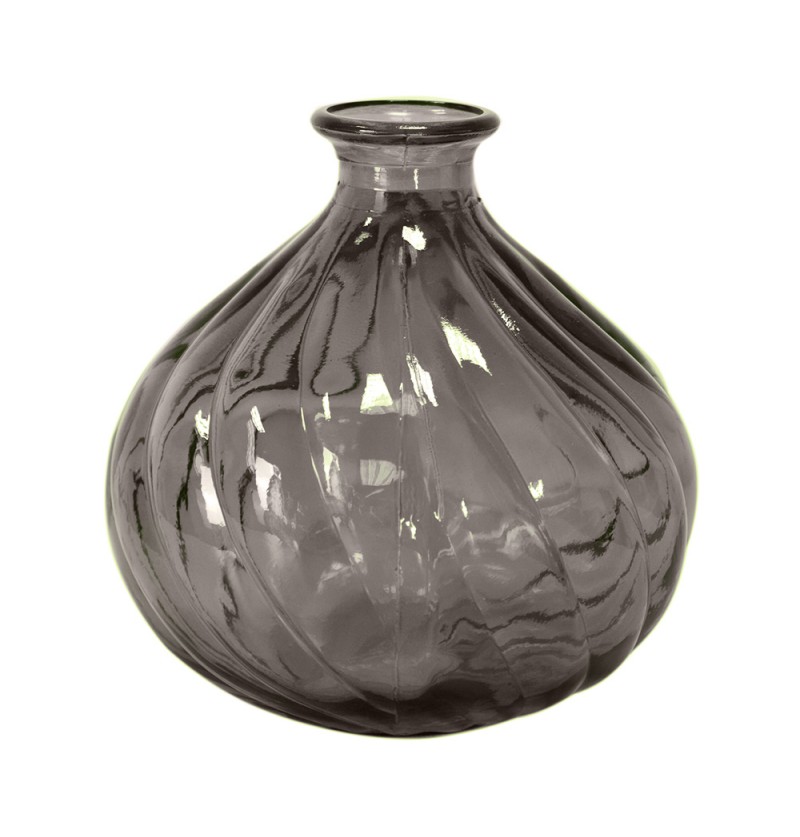 Riflet Glasvase Grå - 1 stk (17 x 17 cm) - Temashop