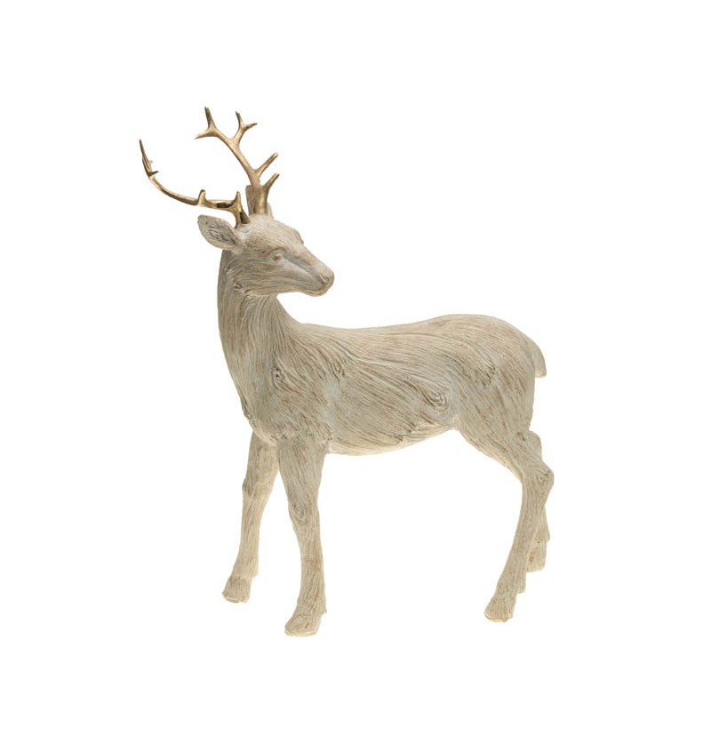 Rensdyr Træfigur Guld - 1 stk (20 x 5 x 28 cm) | Rensdyr Julepynt - Temashop