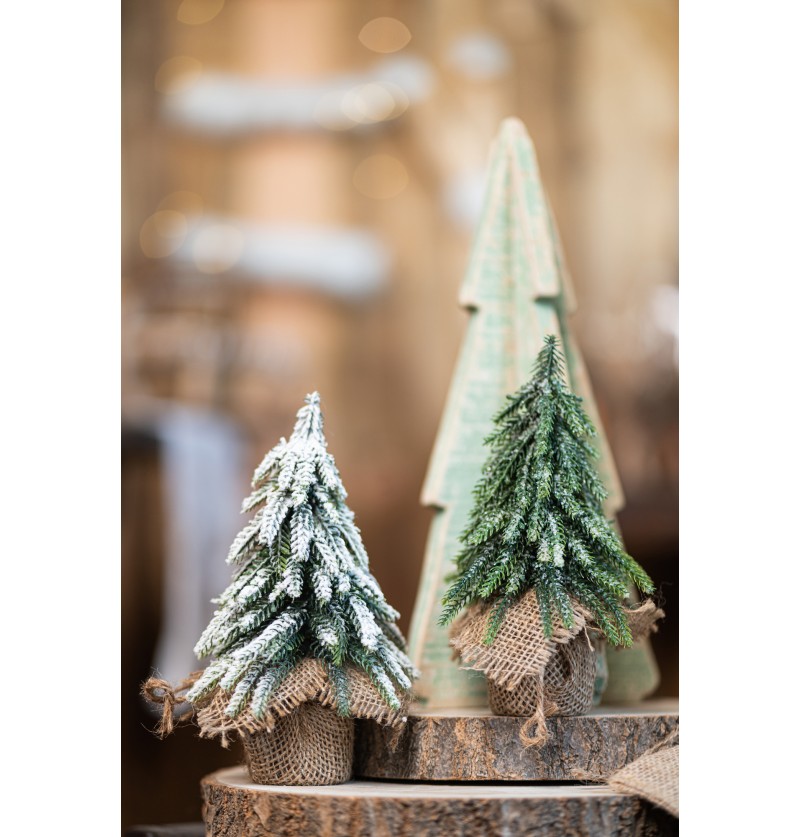 Mini Juletræ Med Jutesæk Grøn - 1 stk (20 cm) | Juletræ Juletræ - Temashop