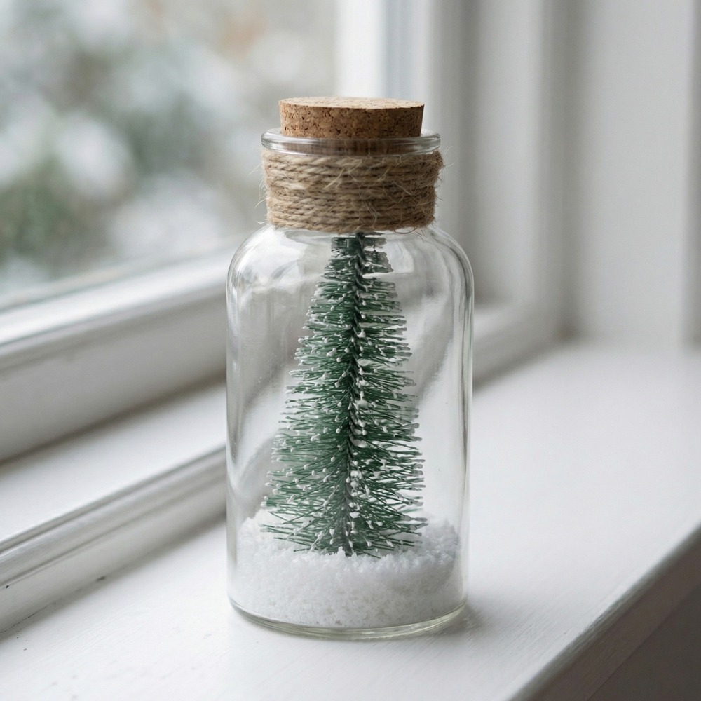 Juletræ I Glasflaske - 1 stk (8 x 16,5 cm) | Juletræ Julepynt - Temashop