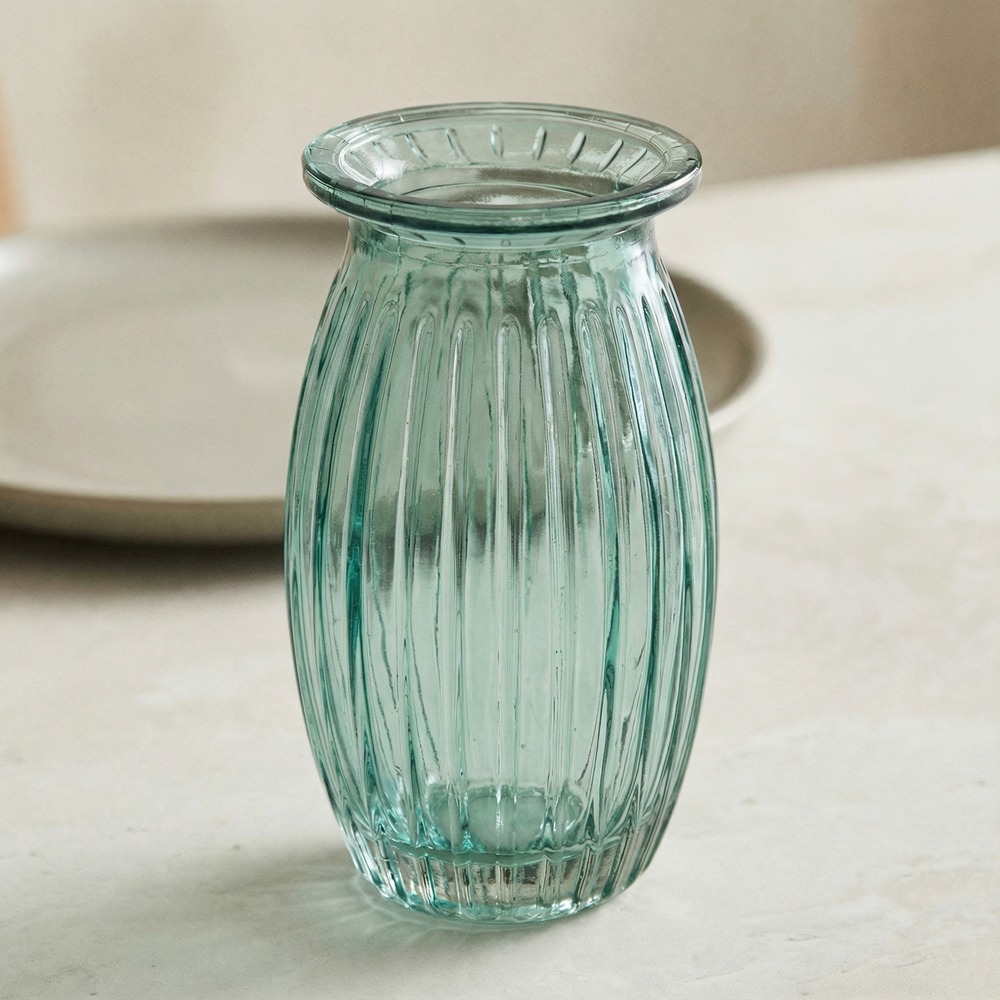 Jane Vase Aquagrøn - 1 stk (6.5 x 11.5 cm) | Grønt tema Vase - Temashop