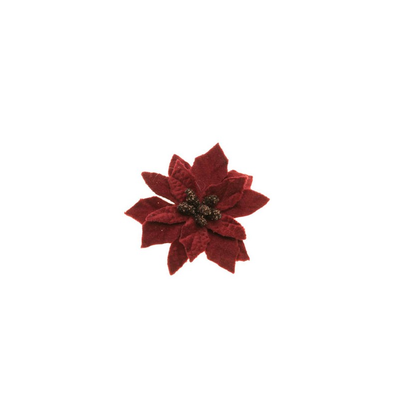 Kunstig Julestjerne Blomst Vinrød - 4 stk (6 x 2 cm) | Julepynt Kunstige blomster - Temashop
