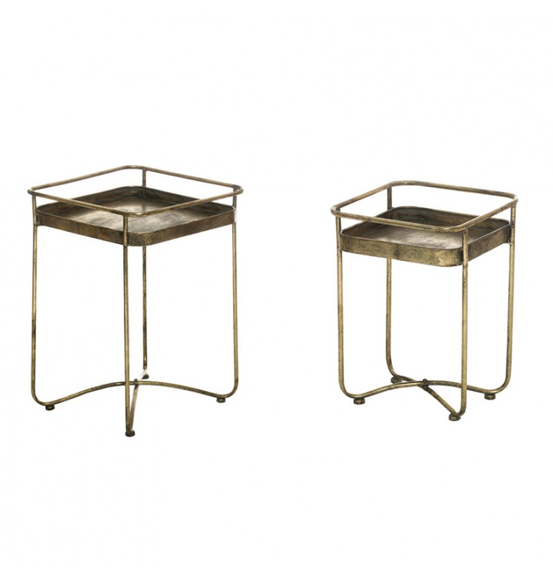 Vintage Metalborde Guld - 2 stk (38 x 38 x 53 cm & 28 x 28 x 39 cm) - Temashop