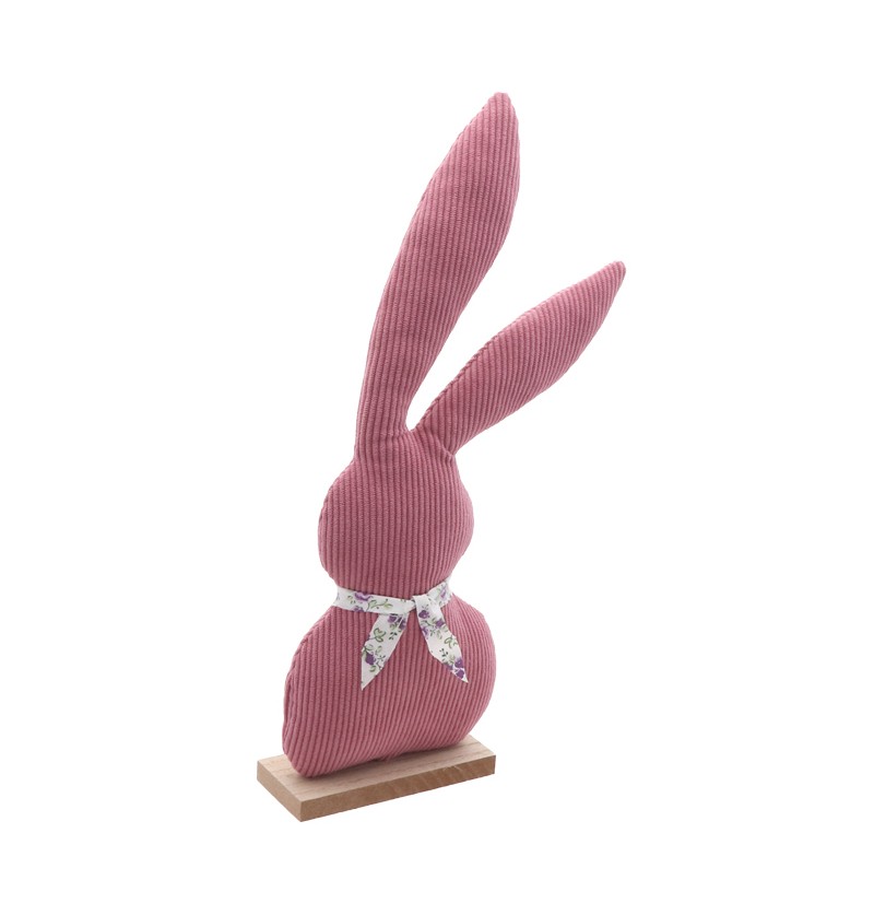 Velour Påskehare På Fod Rosa - 1 stk (14 x 5 x 27 cm) | Bunny Påskepynt - Temashop