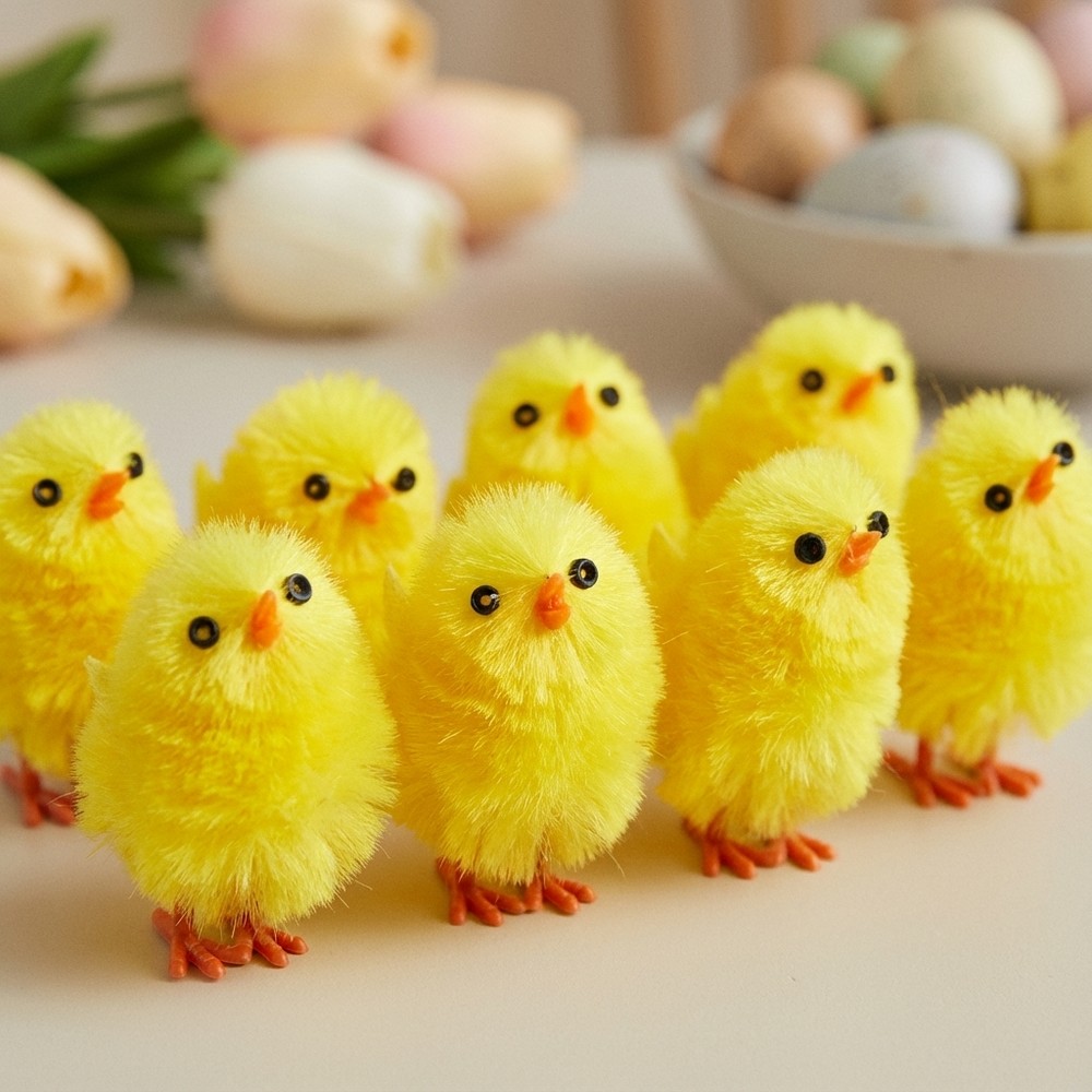 Påskekyllinger 3,5 cm - 8 stk (3.5 cm) | Påske Centerpieces - Temashop