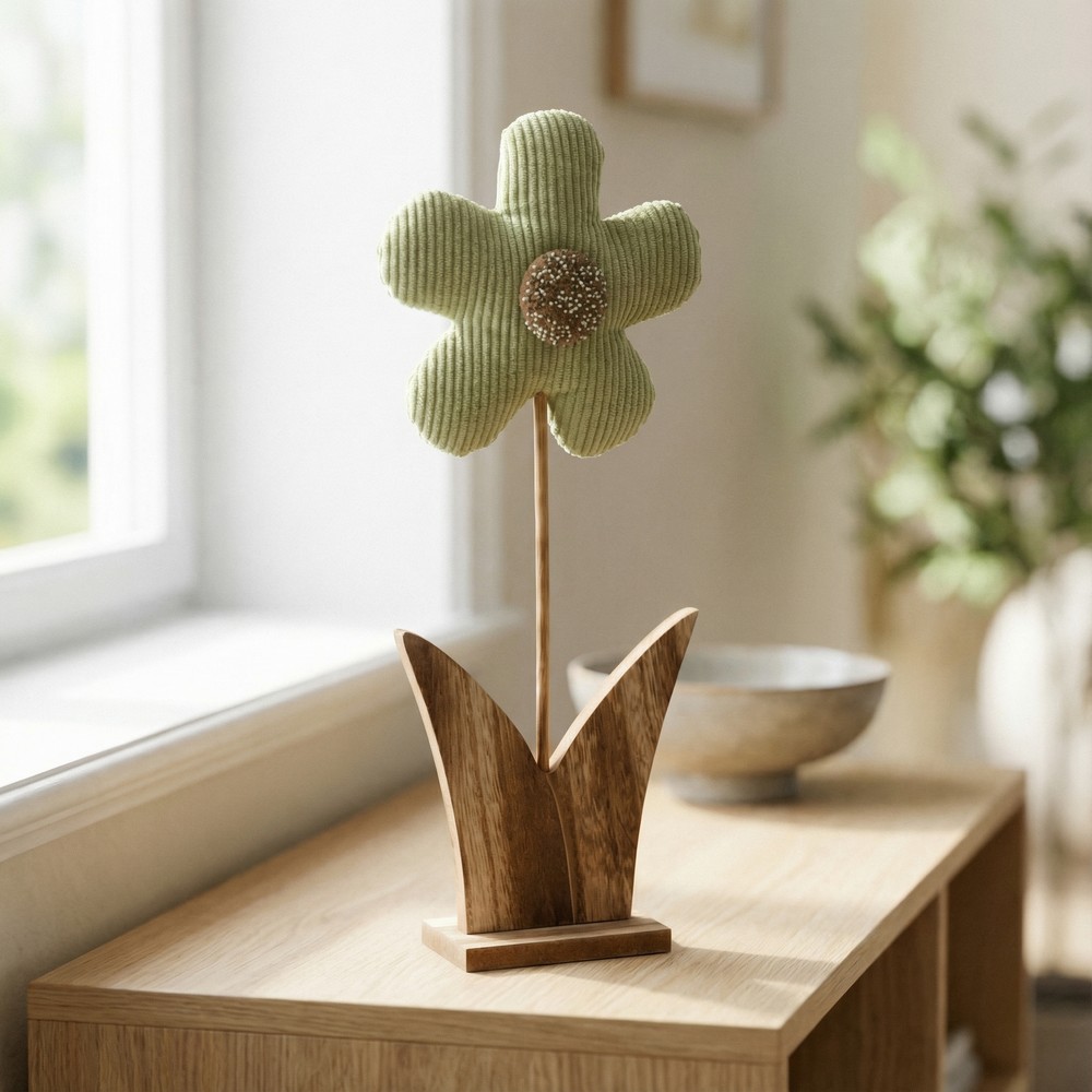 Stående Daisy Blomst Salviegrøn - 1 stk (11 x 5 x 25 cm) | Blomst Påskepynt - Temashop