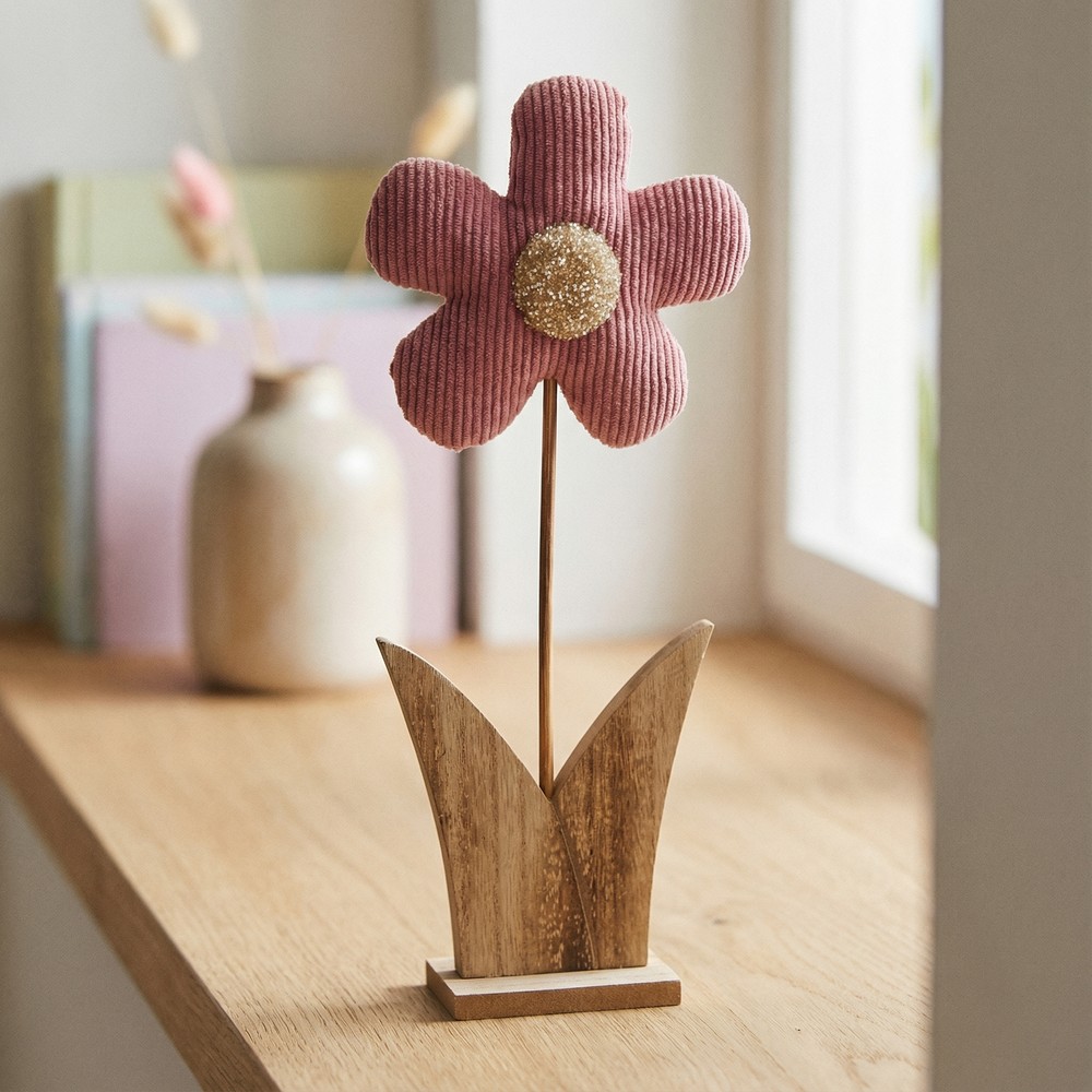 Stående Daisy Blomst Rosa - 1 stk (13 x 5 x 32 cm) | Blomst Påskepynt - Temashop