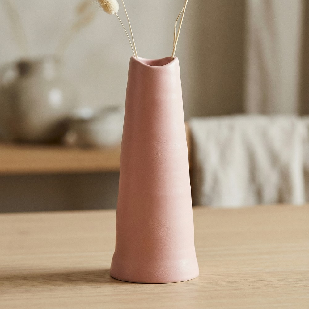 Palermo Keramikvase Amber Rose - 1 stk (9 x 23 cm) | Lyserødt Tema Vase - Temashop