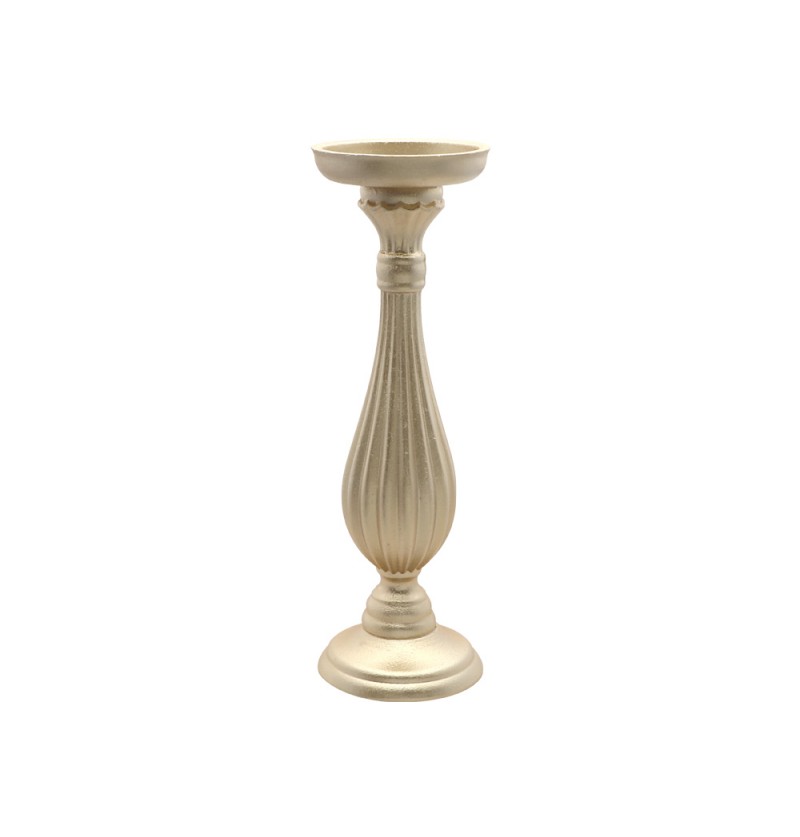 Riflet Høj Lysestage Guld - 1 stk (10,5 x 33,5 cm) | Guld tema Lysestager - Temashop