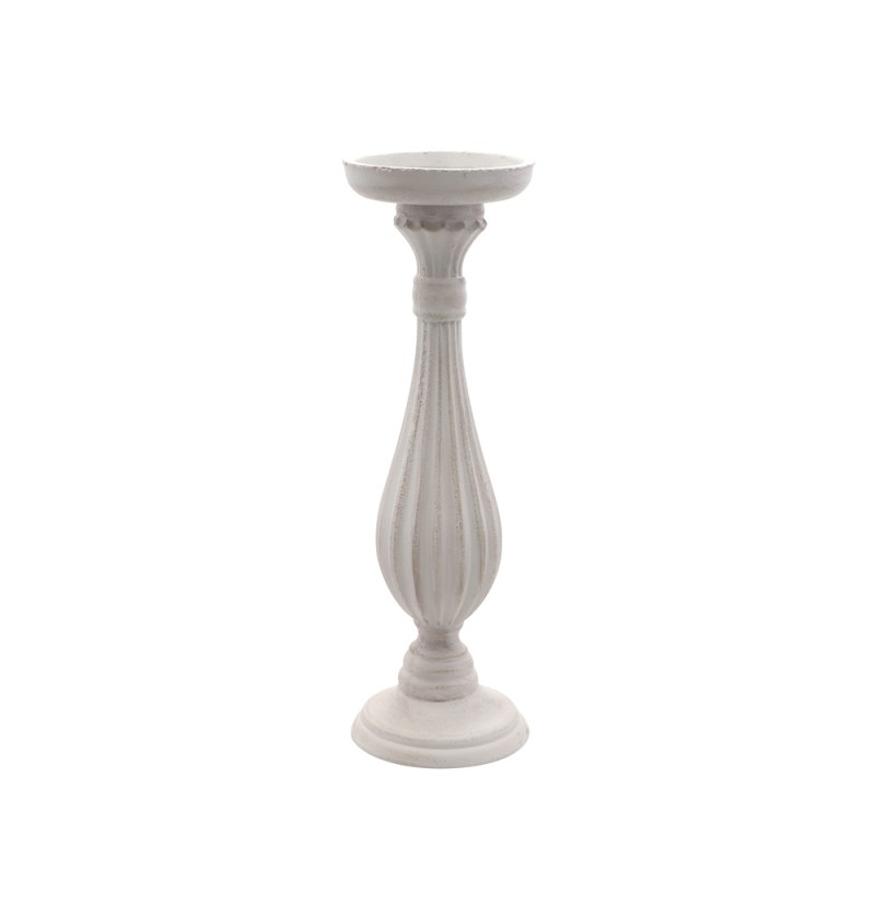 Riflet Høj Lysestage Elfenbenshvid - 1 stk (10,5 x 33,5 cm) | Hvidt tema Lysestager - Temashop