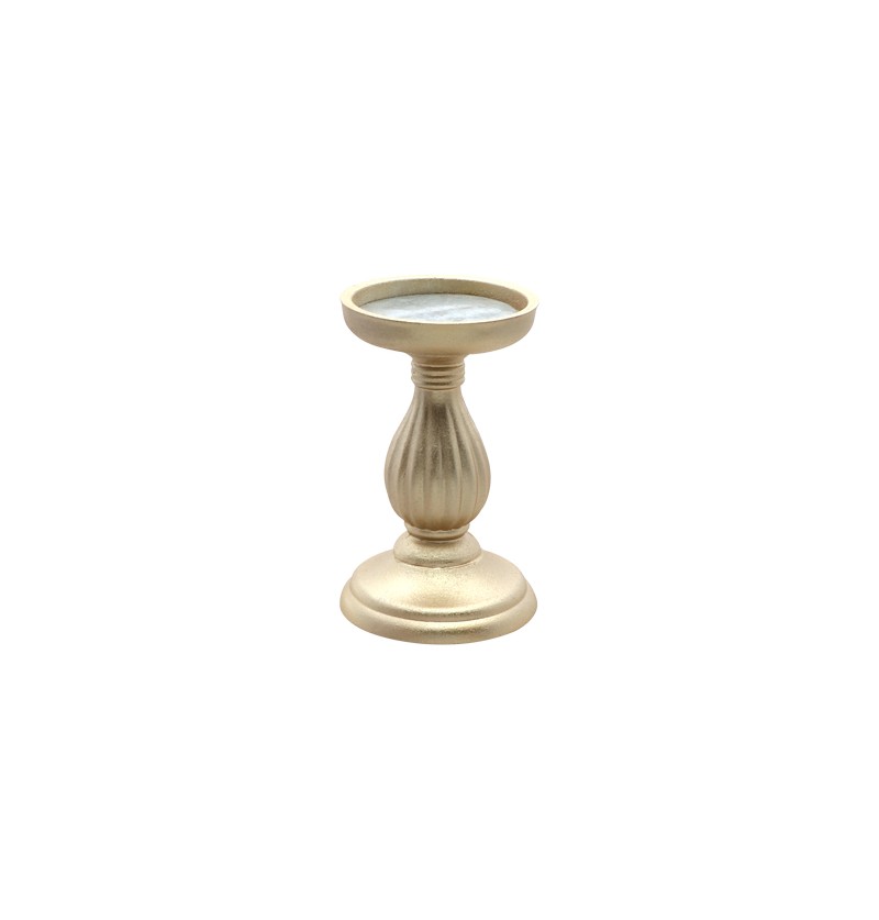 Riflet Lysestage Guld - 1 stk (10,5 x 17 cm) | Guld tema Lysestager - Temashop