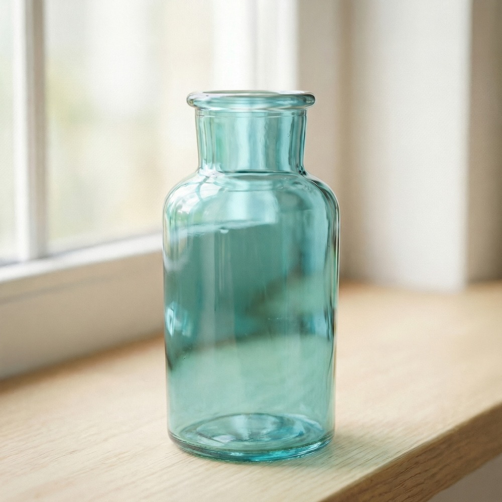Glasvase Turkis - 1 stk (6,8 cm x 12,5 cm) | Lyseblåt Tema Vase - Temashop