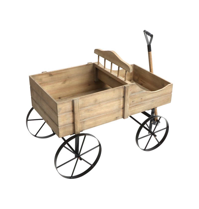 Dekorationsvogn Træ Natur - 1 stk (85 x 54 x 65 cm) | Gård tema Props - Temashop