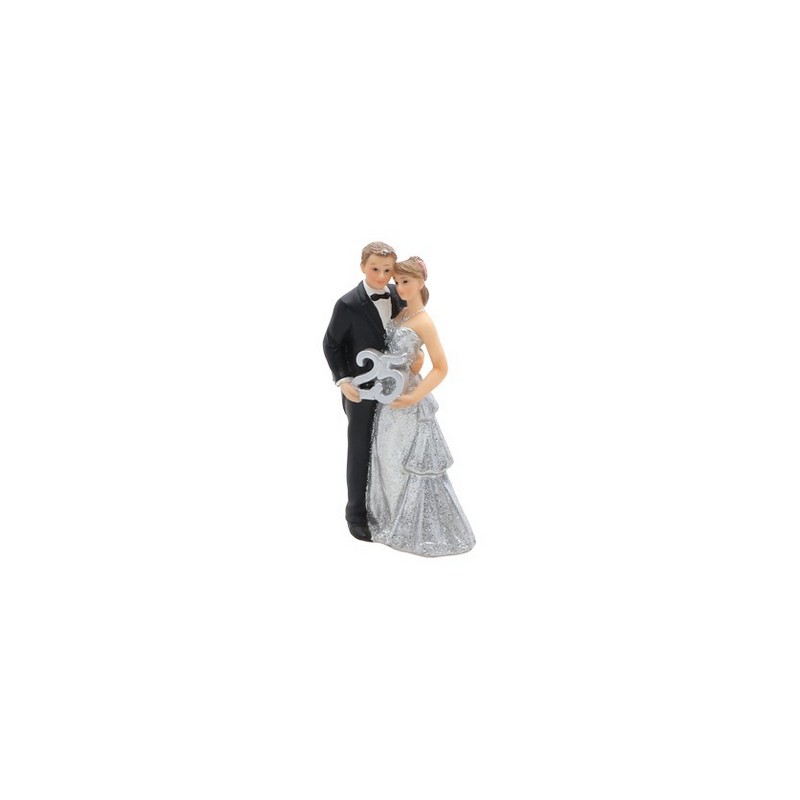 Sølvbryllup Kagefigur - 1 stk (5 cm x 3 cm x 11 cm) | Bryllup Kagefigur / kagetopper - Temashop