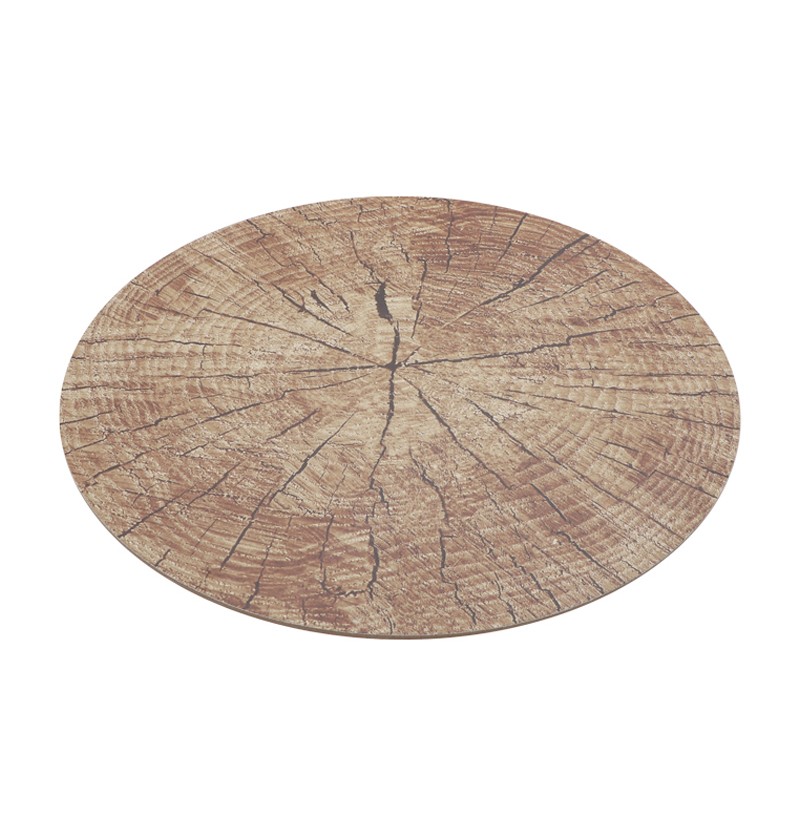 Rund Trælook Dækkeserviet Brun