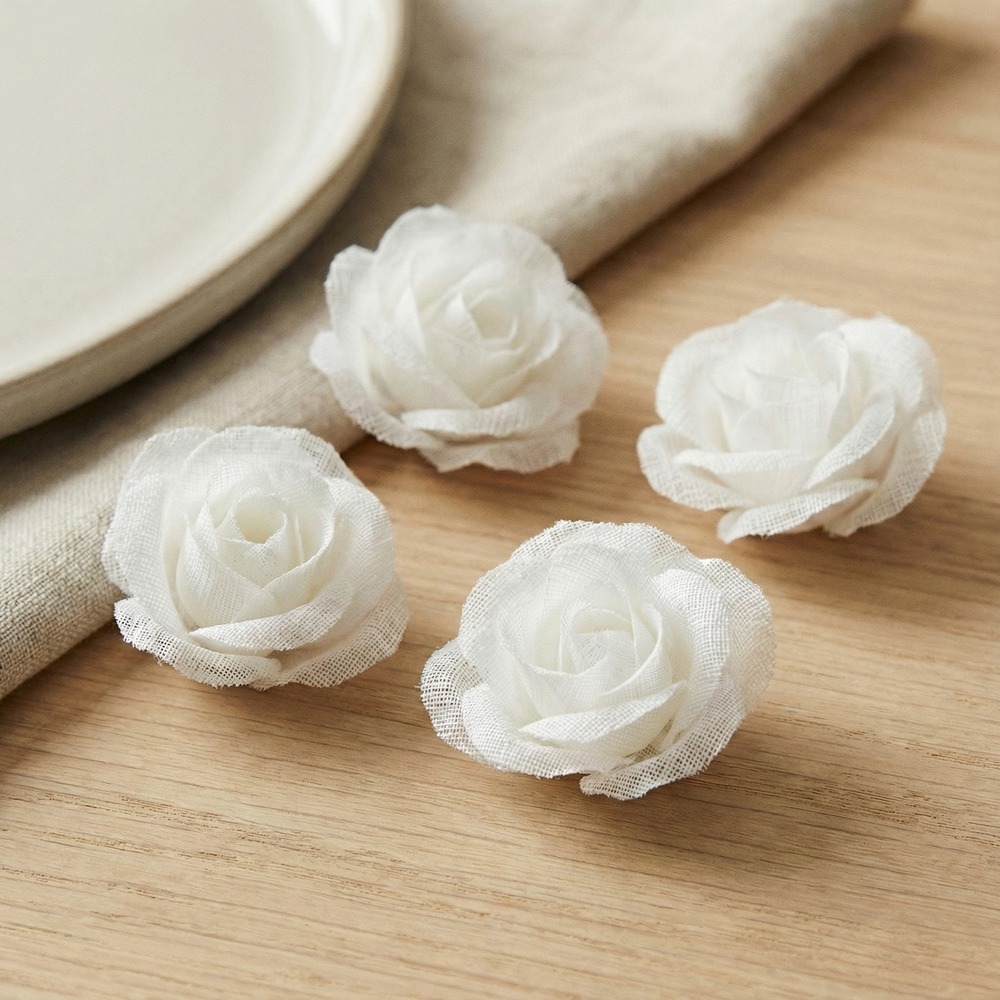 Mini Rosenhoveder Hvid - 4 stk (4 cm) | Natur tema Kunstige blomster - Temashop